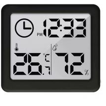Thermometer/Hygrometer mit Uhrfunktion, Grün, Blau, Schwarz, GB384B