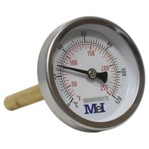 Thermomètre axial Ø63 - 0 à 120° - Longueur doigt de gant 100 mm - pour chauffage et réfrigération - Arcanaute