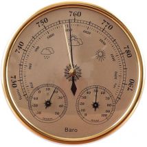 Choyclit - Thermomètre Mural Intérieur Baromètre Thermomètre Hygromètre Thermomètre Mural Déco Station Météo Suspendue Or