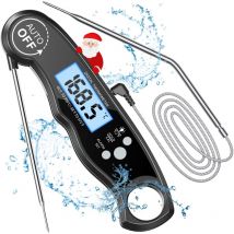Thermometre Cuisine, Thermometre Cuisson Lecture Instantané avec 102cm Pliable Sonde, Rétroéclairage LCD & Aimant, Thermomètre Digital pour Cuisson,