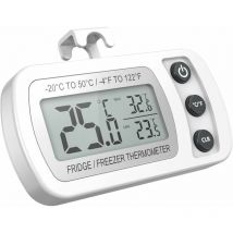 Thermomètre de réfrigérateur Affichage lcd Thermomètre de congélation étanche numérique avec crochet magnétique Thermomètre de réfrigérateur blanc