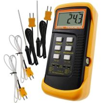 Euritecsa - Thermomètre De Type k Avec Capteur De Thermocouple 1300 ° C(câblé Et Acier Inoxydable) (° c, ° f Et k Avec 4 Thermocouples )