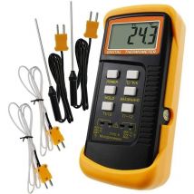 Tonchean - Thermomètre de type k avec capteur thermocouple 1300°C (filaire et acier inoxydable) (°c,°f et k avec 4 thermocouples)