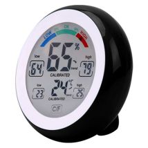 Thermomètre Hygromètre électronique sans Fil Pour Intérieur et Extérieur,écran Tactile Rond Avec écran LCD,Testeur de Station Météo,Noir
