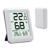 Basetbl - Thermomètre Intérieur et Extérieur, Thermomètre Connecté avec Capteur Extérieure sans Fil, Thermomètre Hygrometre Numérique avec Grand