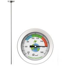 WAY - Thermomètre à compost - Thermomètre à cadran en acier inoxydable pour compostage domestique et jardin - Cadran c & f de 54 mm de diamètre,