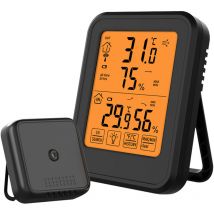 Sdlogal - Thermomètre Hygromètre Numérique Ultrixe, Thermomètre Hygrometre Intérieur et Extérieur, avec Capteur Extérieure sans Fil, Rétroéclairage