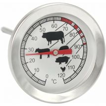 Thermomètre à rôtir en acier inoxydable - thermomètre à viande analogique jusqu'à 120 ° c - thermomètre pour barbecue - aiguille à viande