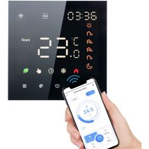 Kkmoon - Thermostat intelligent à écran tactile complet, noir alimentation 16A WiFi