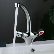 Senderpick - Thermostat Wasserhahn Waschbecken Armatur Küchenarmatur Spüle Armatur Mischbatterie Küchenarmatur Silber