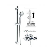 Thermostatic Concentric Exposed Shower Mixer + Riser Rail 135mm to 150mm Centres