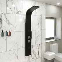 Aquari - Thermostatic Shower Panel Column Tower Body Jets Twin Head Aluminium Black