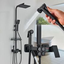 Zamery - Thermostatique Colonne de Douche 38°C noir Système de Douche Pluie Montage Mural Ensemble de Douche avec lcd Affichage Température d'Eau,Set