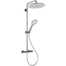 Thermostatische Duscharmatur – Runde Ausführung – Oberer/unterer Auslauf – 250 Mm Regenbrause Aus Kunststoff – 5f Handbrause – Chrom