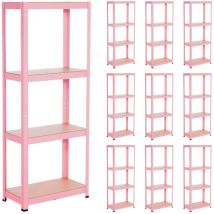 Étagère modulaire en métal avec 4 étagères réglables , Thinia Home , Étagère polyvalente , Étagère polyvalente , Dimensions 148x60x30cm , Supporte