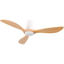 Thinia Home - Ventilateur de plafond avec lumière 3 pales 56W 6 vitesses Dakota Wood Natural Wood