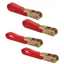 Lot de 4 sangles de serrage, à cliquet, rouge (3mx2 et 5mx2)