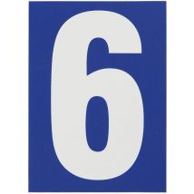 Thirard - Plaque de signalisation 6, marquage blanc sur fond bleu, panneau pvc adhésif, 65x90mm