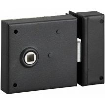 Thirard - Serrure horizontale en applique à fouillot pour porte int., pêne 1/2tour seul, axe 60mm, carré 8mm, 85x76mm, noir