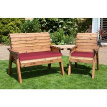 Wooden Companion Angled Garden 3 Seat Chair & Cover & Red Cushion - Charles Taylor