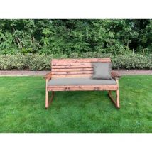 Wooden Garden 3 Seater Rocker Bench Rocking Chair & Grey Cushion - Charles Taylor
