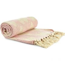 Emma Barclay - Throw Blanket 100% Recycled Cotton Throwover, Tasseled, Blush