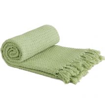 Emma Barclay - Throw Blanket Sofa Bed Throwover 100% Cotton Recycled Honeycomb Pistachio 70x100'