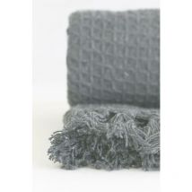 Emma Barclay - Throw Blanket Sofa Bed Throwover 100% Cotton Recycled Honeycomb Silver 50x60 - Silver