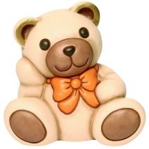 Thun - Orso Teddy Aldo Medio con Fiocco Arancione - Animali Soprammobili da Collezione - Ceramica - i Classici