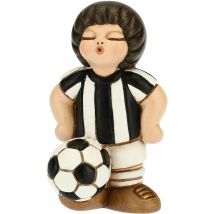 Soprammobile Bimbo Calciatore Bianco-nero - Accessori Cameretta E Bomboniere - Linea Bomboniera - Formato Piccolo - Ceramica - 4,5 X 4,5 X 7 H Cm - 