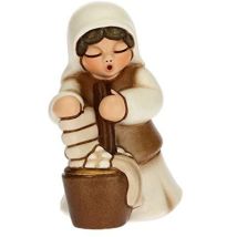 Statuina Presepe Lavandaia - Decorazioni Natale Casa - Linea Presepe Classico, Variante Bianca - Ceramica - 5,5 X 5,8 X 8 H Cm - Thun