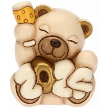 THUN, Teddy Buon Anno 2024 con Calice in Ceramica Decorata a Mano, Addobbo Natalizio, Idea Regalo, 6.7x5.8x6 cm h