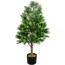 Decovego - Thuya Conifere Plante Arbre Artificielle Artificiel avec Bois Veritable 90cm Domaine Interne