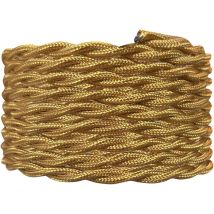 Tibelec - Câble Électrique Torsadé Tissu Doré Antique 3 Mètres