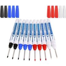 Tieflochmarker, 10 Stück Zimmermannsmarker, Permanentmarker Mit 30 Mm Langer Spitze, Präzisions-baumarker (schwarz, Blau, Rot Und Weiß)