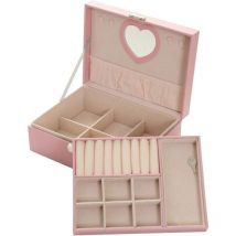 Tier Jewelry Storage Box with Mirror Rings Earrings Display Necklace Bracelet Storage Case