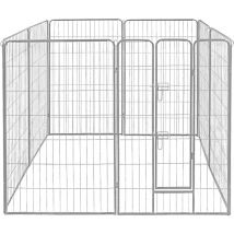Tierlaufstall Welpenauslauf Freilaufgehege Freilauf Freigehege Auslauf Gehege Käfig Welpenzaun 115 x 70 cm Silber Petigi