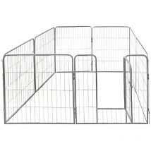 Petigi - Welpenauslauf xl, 8-teilig, Element-Maß: 80x80 cm, pulverbeschichteter Stahl, Welpenlaufstall, Gehege für Hunde, Hasen, Meerschweinchen,