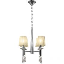 Diyas - Inspired Mantra Fusion Tiffany Tiffany-Pendelleuchte, 4+4-flammig, E14+G9, poliertes Chrom mit cremefarbenen Farbtönen und klarem Kristall