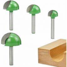 Tige Routeur Core Box Bits, cnc Fraise à Rainure Ronde Outils à Bois 16mm/22mm/25mm/32mm Fraise à Fond Rond Bois(4 Pcs 6mm)