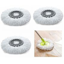 Tigrezy - 3Pcs Têtes Microfibre Balai, Mop Heads, Tête de Vadrouille Rechange Rond Têtes Mop Rotation à 360 pour Balais Serpillère Rotatif