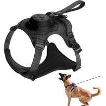 Arnault - Tigrezy All-in-One-Hundewestengeschirr, einziehbare Leine mit automatischer Verriegelung, atmungsaktives, verstellbares Haustiergeschirr
