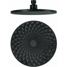 Jalleria - Tigrezy Duschkopf, runder 9-Zoll-fester Duschkopf, ABS-Regenduschkopf, wassersparender Hochdruck-Regenduschkopf, G1/2-Anschluss, Schwarz