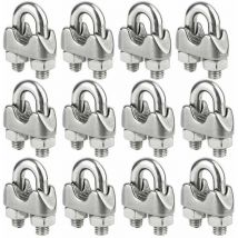 Tigrezy - Lot de 12 serre-câbles inox pour câble métal diamètre 4mm (M4)