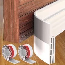 Tigrezy - Lot de 2 Calfeutrer Bas de Porte, 100 x 5cm Bas de Porte Adhési, Souple Silicone Isolant Phonique Thermique Blanc Bande d'étanchéité Anti