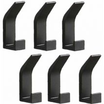 Lot de 6 patères murales patères porte-serviettes crochets de porte sans perçage patères en aluminium porte-manteau mural autocollant, noir - Tigrezy