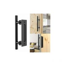 Tigrezy Retro Sliding Door Handle Black Aluminum Pull and Flush Handle Sets for Wooden Sliding Door
