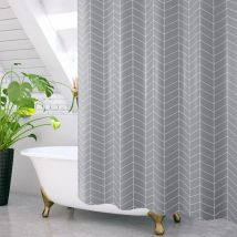 Rideau de Douche 180x200CM Polyester Imperméable Tissu Lavable en Machine Rideau Salle de Bain avec 12 Crochets Gris - Tigrezy