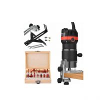 Tigrezy - Trimmer Router Diameter 6.35 mm 30000 rpm Electric Trimmer Router with 15 Sets of Cutters