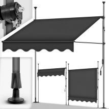 Balkonmarkise 400 cm Anthrazit Gelenkarm Markise Klemmmarkise Sonnenmarkise Balkon ohne Bohren - Tillvex